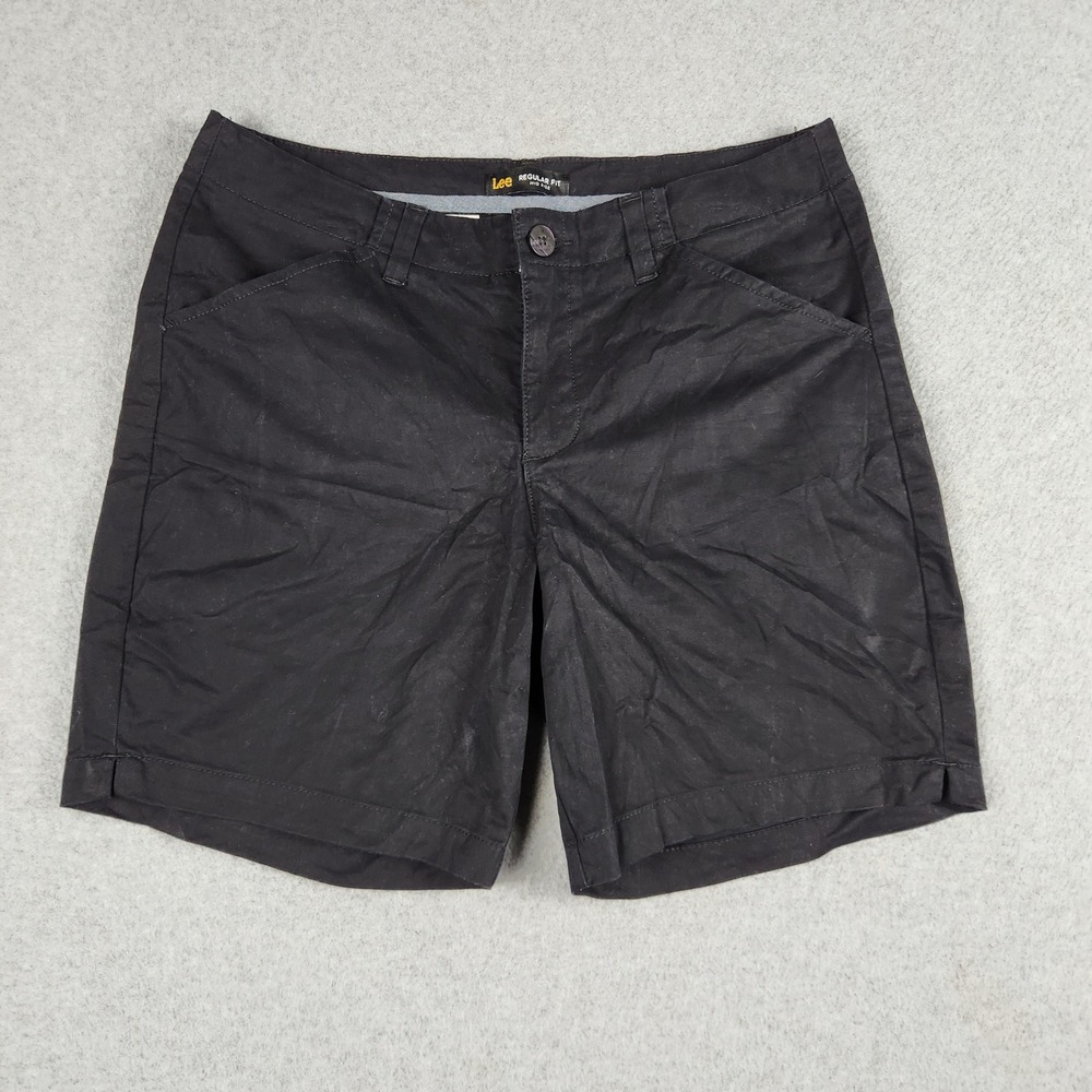 Lee Chino Shorts Womens 10M Black Cotton Stretch Mid Rise Regular Fit Outdoor